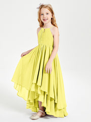 Asymmetrical Chiffon Junior Bridesmaid Dresses Lemon