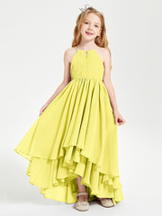 Asymmetrical Chiffon Junior Bridesmaid Dresses Lemon