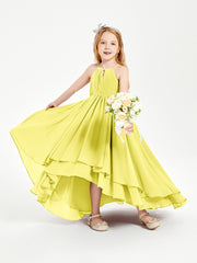 Asymmetrical Chiffon Junior Bridesmaid Dresses Lemon