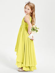 Asymmetrical Chiffon Junior Bridesmaid Dresses Lemon