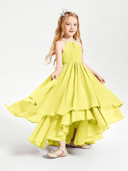 Asymmetrical Chiffon Junior Bridesmaid Dresses Lemon