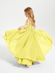 Asymmetrical Chiffon Junior Bridesmaid Dresses Lemon