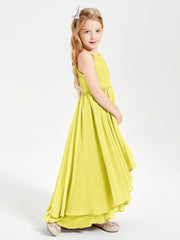 Asymmetrical Chiffon Junior Bridesmaid Dresses Lemon