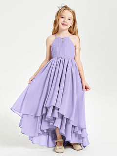 Asymmetrical Chiffon Junior Bridesmaid Dresses Lilac