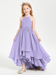 Asymmetrical Chiffon Junior Bridesmaid Dresses Lilac