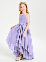 Asymmetrical Chiffon Junior Bridesmaid Dresses Lilac