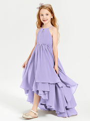 Asymmetrical Chiffon Junior Bridesmaid Dresses Lilac
