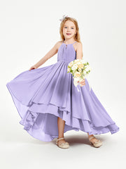 Asymmetrical Chiffon Junior Bridesmaid Dresses Lilac