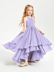 Asymmetrical Chiffon Junior Bridesmaid Dresses Lilac