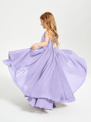Asymmetrical Chiffon Junior Bridesmaid Dresses Lilac
