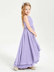 Asymmetrical Chiffon Junior Bridesmaid Dresses Lilac