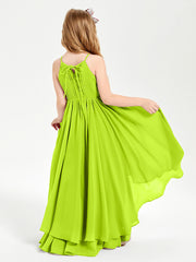 Asymmetrical Chiffon Junior Bridesmaid Dresses Lime Green