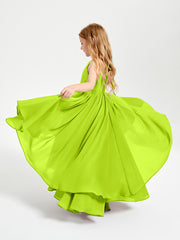 Asymmetrical Chiffon Junior Bridesmaid Dresses Lime Green