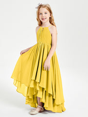 Asymmetrical Chiffon Junior Bridesmaid Dresses Marigold