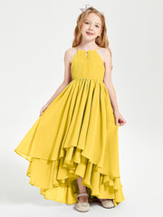 Asymmetrical Chiffon Junior Bridesmaid Dresses Marigold