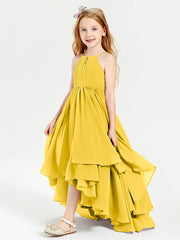 Asymmetrical Chiffon Junior Bridesmaid Dresses Marigold