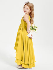 Asymmetrical Chiffon Junior Bridesmaid Dresses Marigold