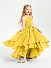 Asymmetrical Chiffon Junior Bridesmaid Dresses Marigold