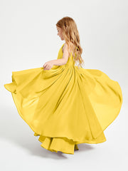 Asymmetrical Chiffon Junior Bridesmaid Dresses Marigold
