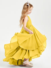 Asymmetrical Chiffon Junior Bridesmaid Dresses Marigold