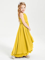 Asymmetrical Chiffon Junior Bridesmaid Dresses Marigold