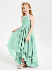 Asymmetrical Chiffon Junior Bridesmaid Dresses Mint Green