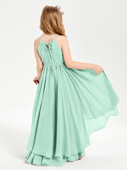 Asymmetrical Chiffon Junior Bridesmaid Dresses Mint Green