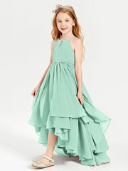 Asymmetrical Chiffon Junior Bridesmaid Dresses Mint Green