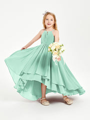 Asymmetrical Chiffon Junior Bridesmaid Dresses Mint Green