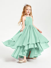 Asymmetrical Chiffon Junior Bridesmaid Dresses Mint Green