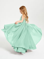Asymmetrical Chiffon Junior Bridesmaid Dresses Mint Green