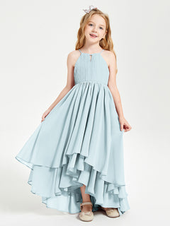 Asymmetrical Chiffon Junior Bridesmaid Dresses Mist