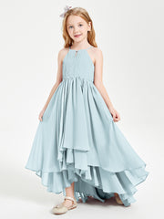 Asymmetrical Chiffon Junior Bridesmaid Dresses Mist