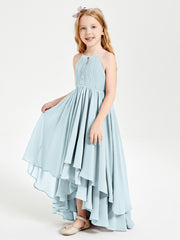 Asymmetrical Chiffon Junior Bridesmaid Dresses Mist