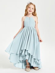 Asymmetrical Chiffon Junior Bridesmaid Dresses Mist