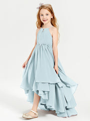 Asymmetrical Chiffon Junior Bridesmaid Dresses Mist