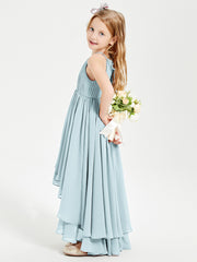 Asymmetrical Chiffon Junior Bridesmaid Dresses Mist