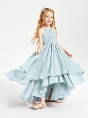 Asymmetrical Chiffon Junior Bridesmaid Dresses Mist