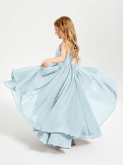 Asymmetrical Chiffon Junior Bridesmaid Dresses Mist