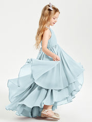 Asymmetrical Chiffon Junior Bridesmaid Dresses Mist