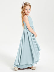 Asymmetrical Chiffon Junior Bridesmaid Dresses Mist