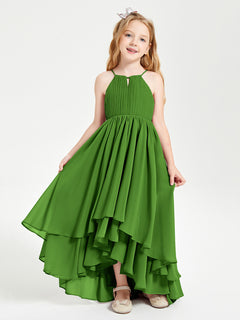 Asymmetrical Chiffon Junior Bridesmaid Dresses Moss