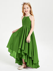 Asymmetrical Chiffon Junior Bridesmaid Dresses Moss