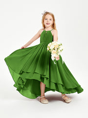 Asymmetrical Chiffon Junior Bridesmaid Dresses Moss