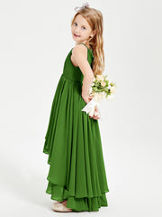 Asymmetrical Chiffon Junior Bridesmaid Dresses Moss