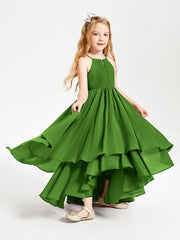 Asymmetrical Chiffon Junior Bridesmaid Dresses Moss