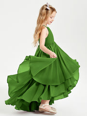 Asymmetrical Chiffon Junior Bridesmaid Dresses Moss