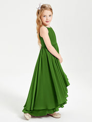 Asymmetrical Chiffon Junior Bridesmaid Dresses Moss