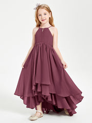 Asymmetrical Chiffon Junior Bridesmaid Dresses Mulberry