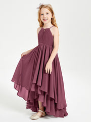 Asymmetrical Chiffon Junior Bridesmaid Dresses Mulberry